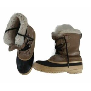 Sorel Womens Winter Duck Boots Multicolor Mid Calf Lace Up Faux Fur Lined 7